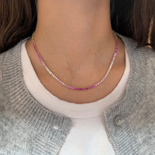 14K GOLD PINK SAPPHIRE OMBRE REVVI TENNIS CHOKER NECKLACE