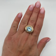 14K GOLD DIAMOND BLUE TOPAZ IRIS RING