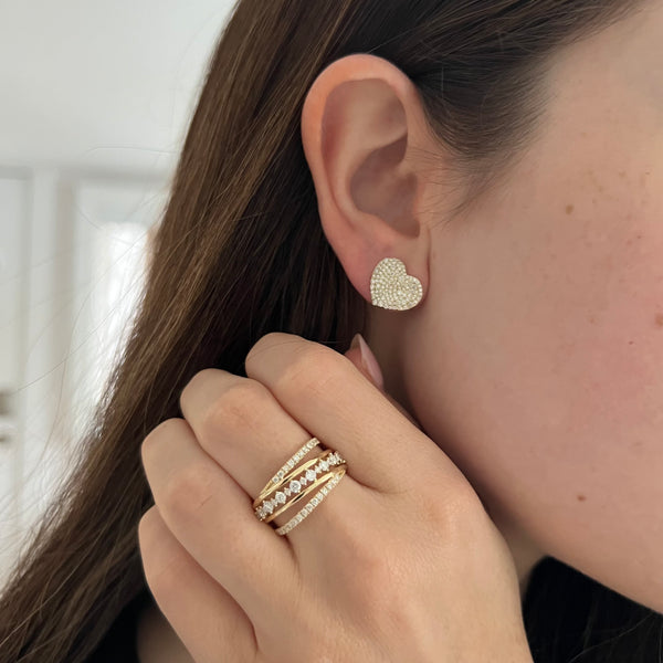 14K GOLD DIAMOND VIA HEART EARRINGS