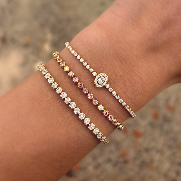 14K GOLD DIAMOND AND PINK SAPPHIRE CARLI BRACELET
