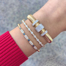 14K GOLD DIAMOND AND SAPPHIRE CORRINA FLEX BANGLE
