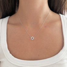 14K GOLD DIAMOND SMALL BAGUETTE STAR OF DAVID NECKLACE