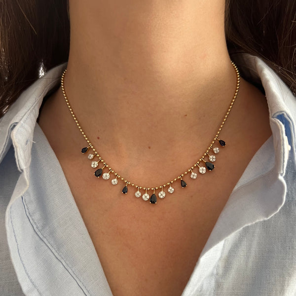 14K GOLD DIAMOND SAPPHIRE GABRIELLE NECKLACE