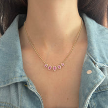 14K GOLD DIAMOND PINK SAPPHIRE ELIZA NECKLACE