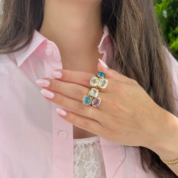 14K GOLD WHITE TOPAZ BAILEY RING