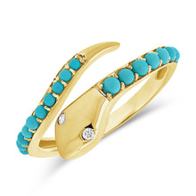 14K GOLD DIAMOND TURQUOISE SNAKE RING