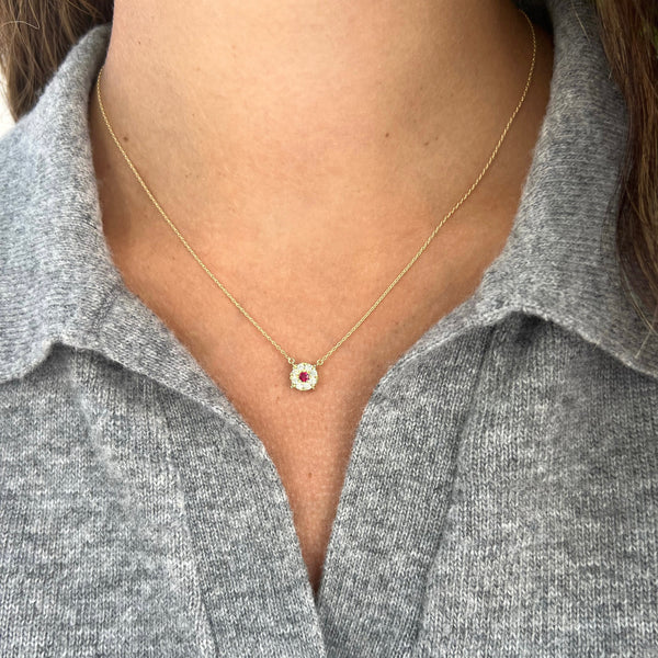 14K GOLD DIAMOND RUBY SMALL BELLA NECKLACE