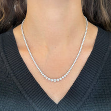 14K GOLD 10.25 CT NATURAL DIAMOND GRADUATED TENNIS NECKLACE