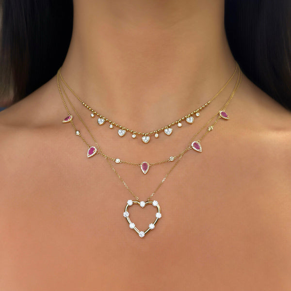 14K GOLD DIAMOND AND PINK SAPPHIRE CLEO NECKLACE