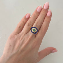 14K GOLD DIAMOND TOURMALINE LAPIS JAYDA RING