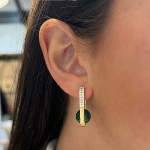 14K GOLD DIAMOND MALACHITE ALIZA HOOPS