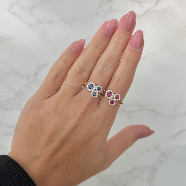 14K GOLD DIAMOND AND SAPPHIRE LUCY RING