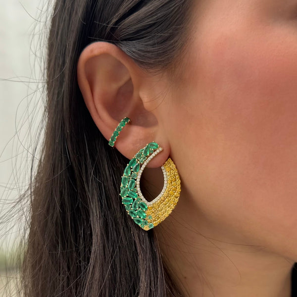 14K GOLD EMERALD ESTY EAR CUFF
