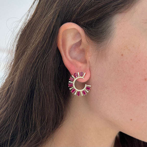 14K GOLD DIAMOND RUBY JULIA EARRINGS