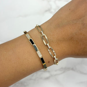 14K GOLD DIAMOND BLACK AGATE KALEY BRACELET