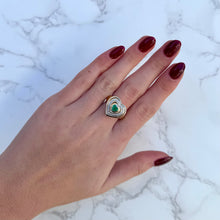 14K GOLD DIAMOND EMERALD HELENA HEART RING