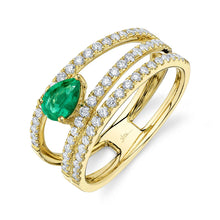14K GOLD DIAMOND EMERALD CASSIDY RING
