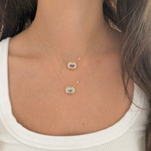 14K GOLD DIAMOND BLUE TOPAZ ABBY NECKLACE
