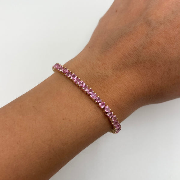 14K GOLD PINK SAPPHIRE MOLLY HEART BRACELET
