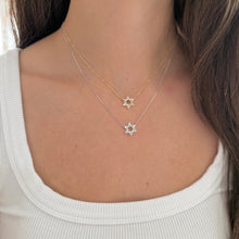 14K GOLD DIAMOND SMALL BAGUETTE STAR OF DAVID NECKLACE