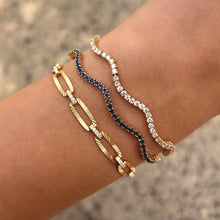 14K GOLD BLUE SAPPHIRE WAVE TENNIS BRACELET