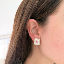 14K GOLD DIAMOND PINK SAPPHIRE MOTHER OF PEARL SARINA EARRINGS
