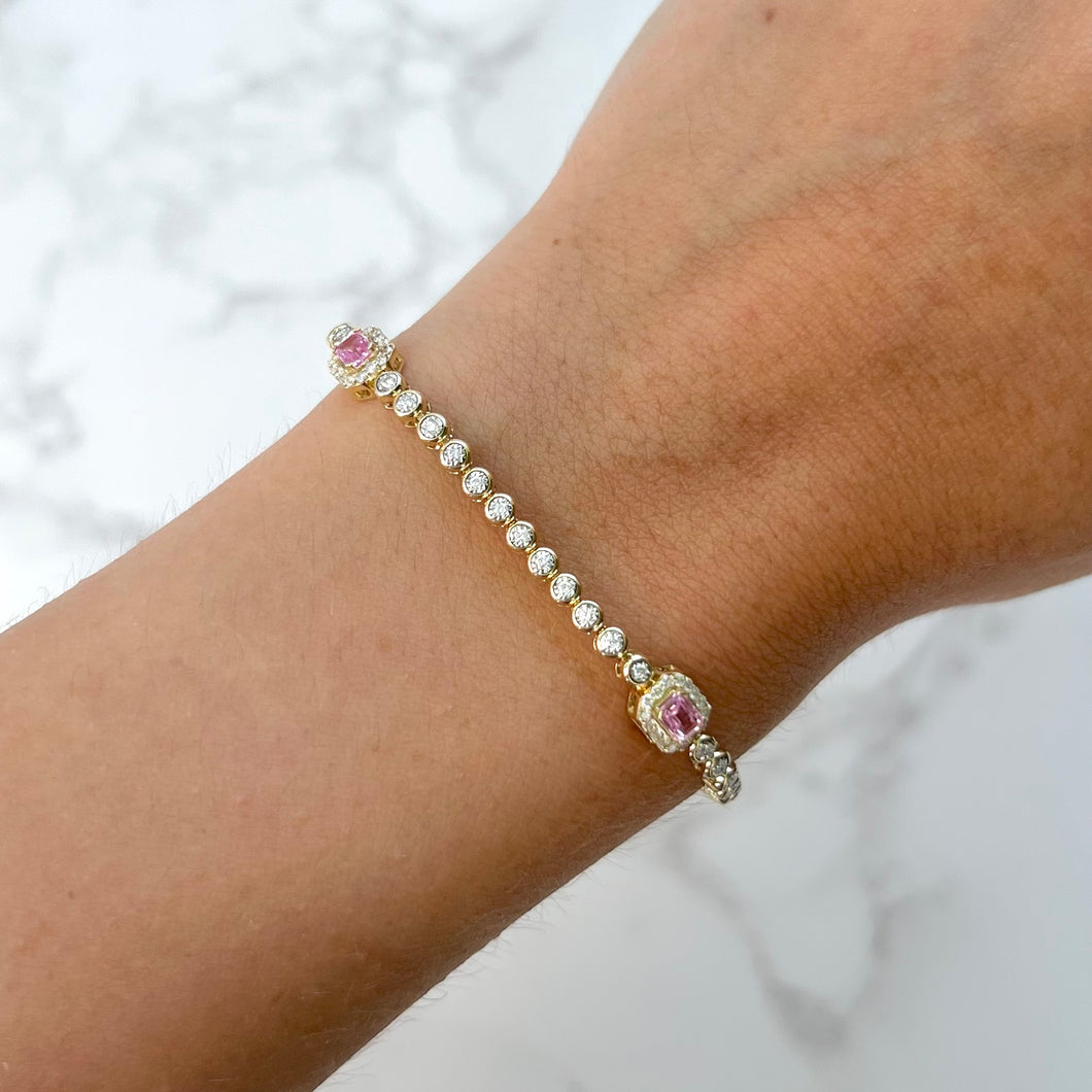 14K GOLD DIAMOND PINK SAPPHIRE CECILIA BRACELET