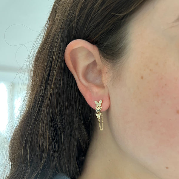 14K GOLD DIAMOND YOUVAL BUTTERFLY EARRINGS
