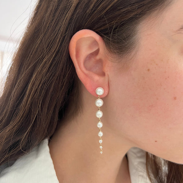 14K GOLD DIAMOND RAYLEE PEARL EARRINGS