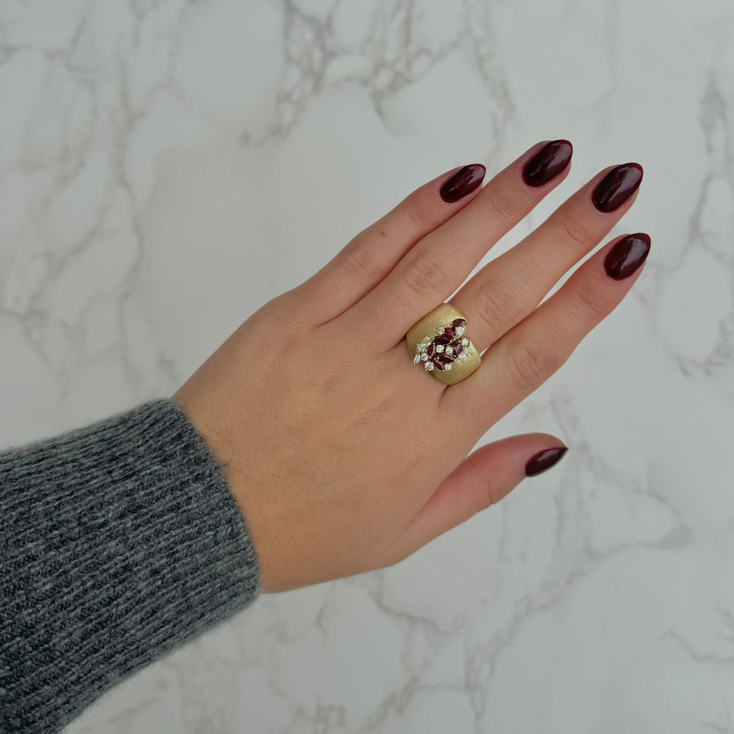 14K GOLD DIAMOND RUBY LARA RING