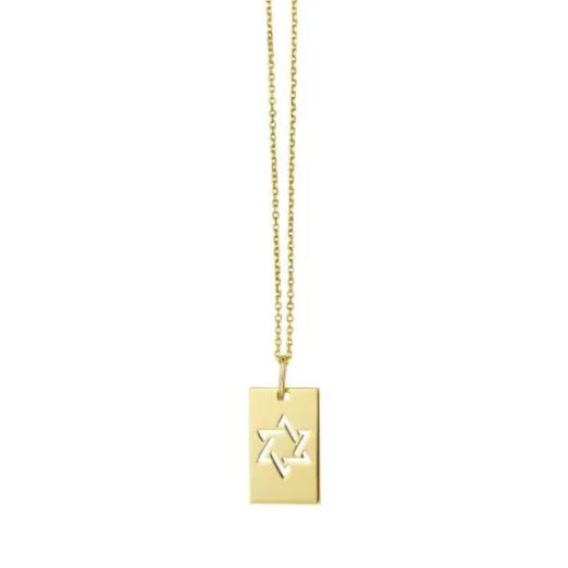 14K GOLD DOG TAG STAR OF DAVID NECKLACE