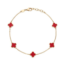 14K GOLD CORAL SMALL MEGAN CLOVER BRACELET