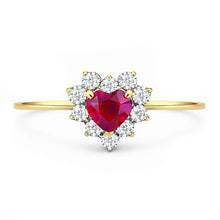 14K GOLD DIAMOND RUBY THEA HEART RING