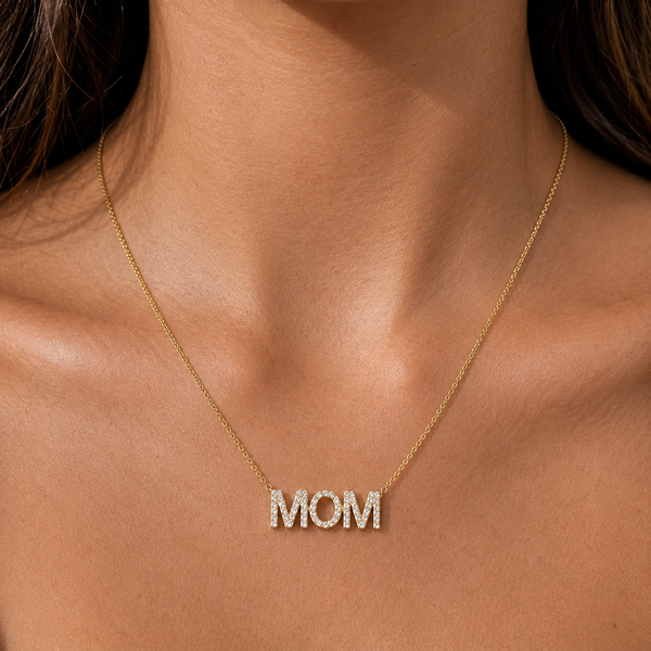 14K GOLD DIAMOND MOM NECKLACE