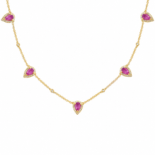14K GOLD DIAMOND AND PINK SAPPHIRE CLEO NECKLACE