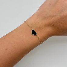 14K GOLD ONYX MEG HEART BRACELET