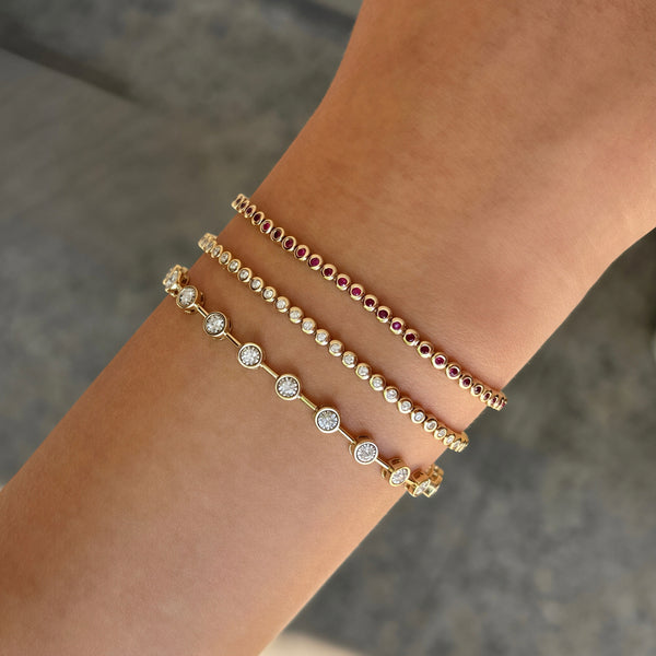 14K GOLD RUBY PERI BEZEL BRACELET