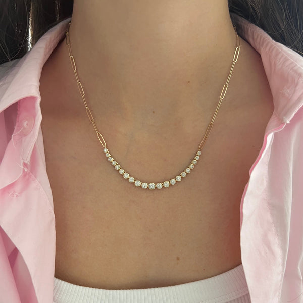 14K GOLD DIAMOND LINDA BEZEL NECKLACE