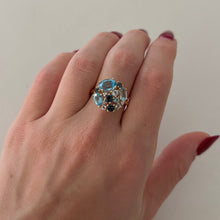 14K GOLD DIAMOND BLUE TOPAZ SURI RING