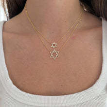 14K GOLD DIAMOND LARGE BAGUETTE STAR OF DAVID NECKLACE