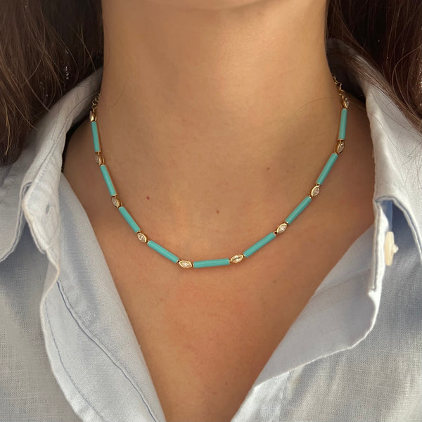 14K GOLD DIAMOND TURQUOISE RYNN NECKLACE