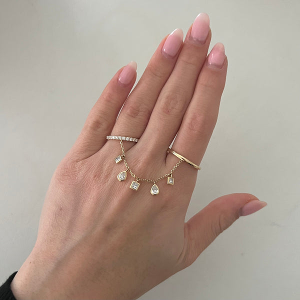 14K GOLD LAB GROWN DIAMOND KAI DOUBLE FINGER RING