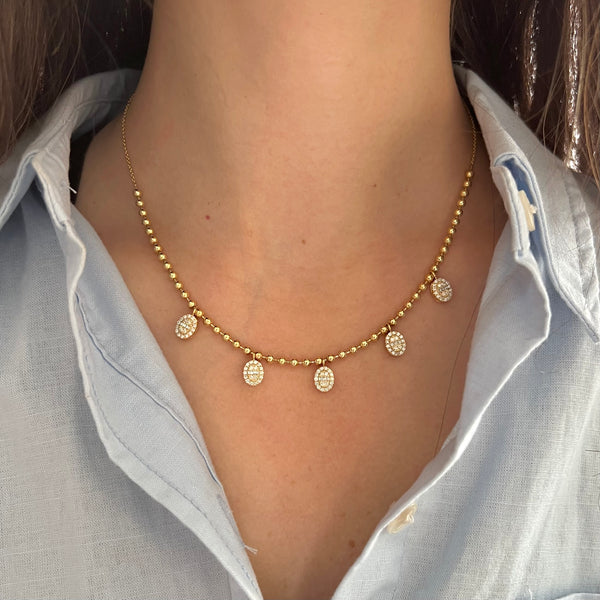 14K GOLD DIAMOND ORI OVAL NECKLACE