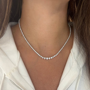 14K GOLD 3.55 CT DIAMOND GRADUATED TENNIS NECKLACE