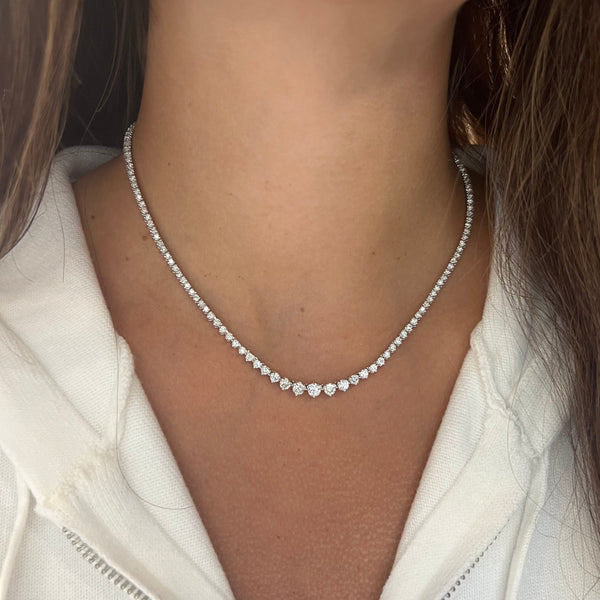 14K GOLD 3.55 CT DIAMOND GRADUATED TENNIS NECKLACE