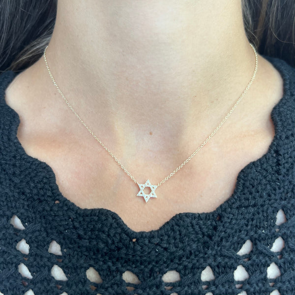 14K GOLD DIAMOND SMALL STAR OF DAVID NECKLACE