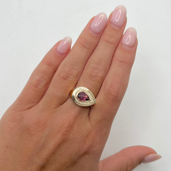 14K GOLD DIAMOND TOURMALINE TORI RING
