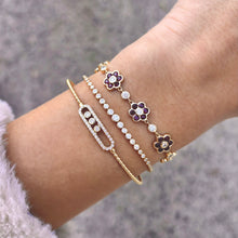 14K GOLD DIAMOND AND RUBY CELIA FLOWER BRACELET