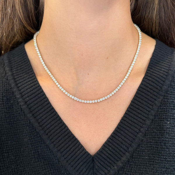14K GOLD 10.25 CT LAB GROWN DIAMOND TENNIS NECKLACE