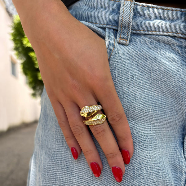 14K GOLD DIAMOND CEIL RING